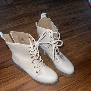 Vegan Blowfish Ivory Combat Boots- Size 8